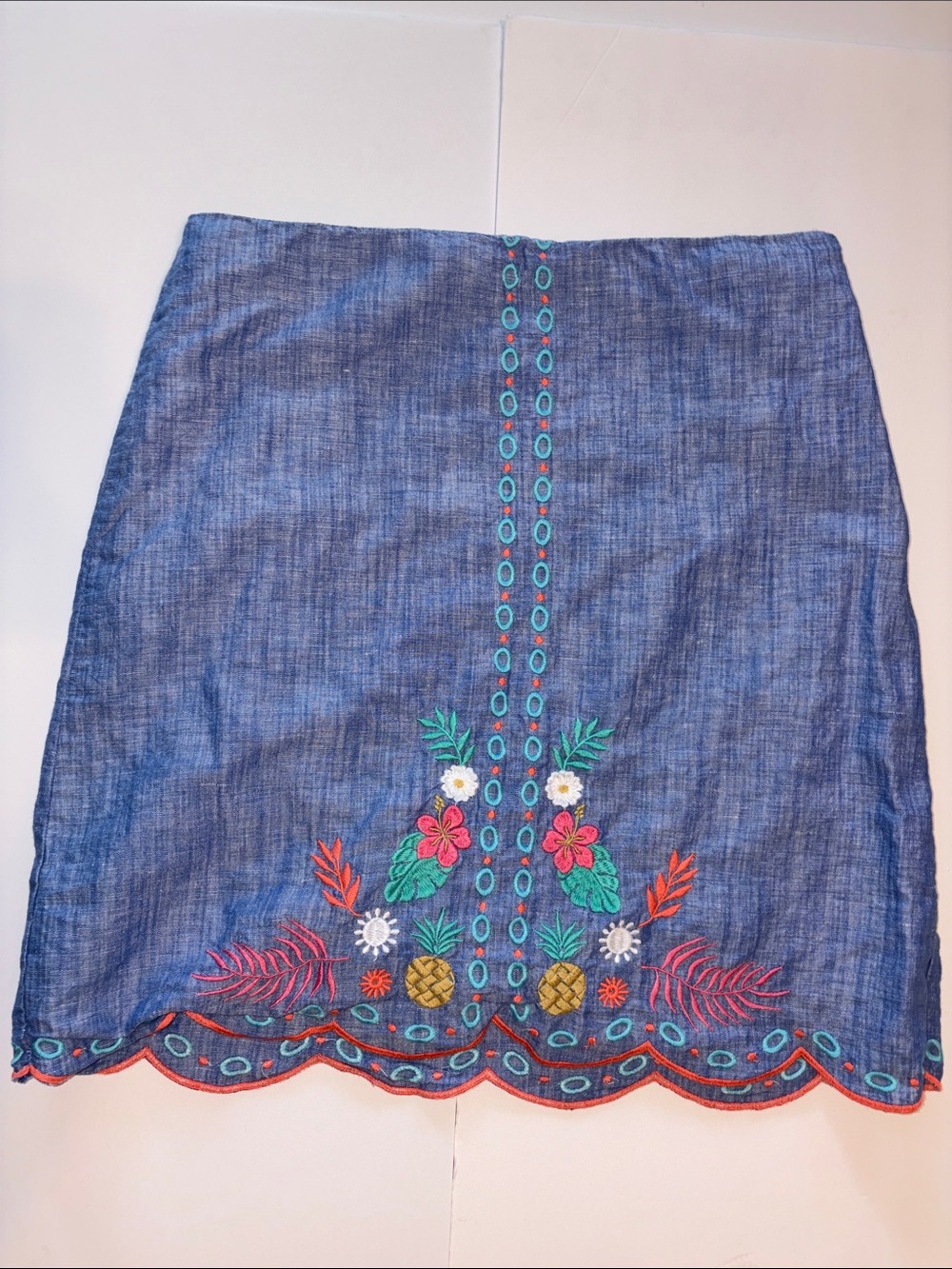 Talbots Blue Embroidered Skirt